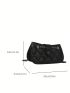 Quilted Pattern Button Detail Baguette Bag Black Fashion