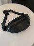 Minimalist Fanny Pack With Zipper Black Polyester