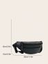 Minimalist Fanny Pack With Zipper Black Polyester