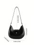 Stitch Detail Button Detail Hobo Bag Fashion Black