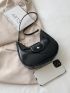 Stitch Detail Button Detail Hobo Bag Fashion Black