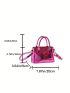 Mini Bucket Bag Double Handle With Zipper Metallic PU Funky