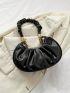 Chain Decor Ruched Bag Fashion Black