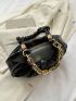 Chain Decor Ruched Bag Fashion Black