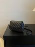 Quilted Pattern Flap Saddle Bag Elegant Black