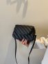 Quilted Pattern Flap Saddle Bag Elegant Black