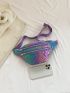 Quilted Detail Fanny Pack Holographic With Zipper