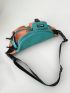 Letter Patch Decor Fanny Pack Color Block With Zipper Polyester