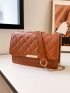 Quilted Pattern Flap Square Bag Fashion Brown