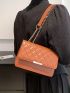 Quilted Pattern Flap Square Bag Fashion Brown