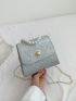 Mini Square Bag Gold Faux Pearl Decor Flap