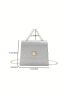 Mini Square Bag Gold Faux Pearl Decor Flap