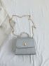 Mini Square Bag Gold Faux Pearl Decor Flap