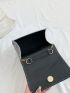 Mini Square Bag Gold Faux Pearl Decor Flap