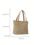 Small Straw Bag Double Handle Studded Detail