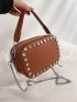 Mini Square Bag Studded Decor Chain Strap Top Handle