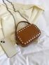 Mini Square Bag Studded Decor Chain Strap Top Handle