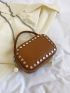 Mini Square Bag Studded Decor Chain Strap Top Handle