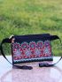 Vintage Mini Fanny Pack Random Geometric & Flower Pattern