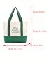 Oversized Shopper Bag Colorblock Letter Pattern Double Handle