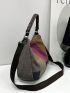 Colorblock Hobo Bag Large Capacity Zipper Vintage