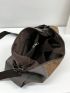 Colorblock Hobo Bag Large Capacity Zipper Vintage