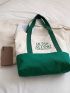 Oversized Shopper Bag Colorblock Letter Pattern Double Handle