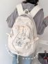 Letter Embroidered Classic Backpack Drawstring Design With Bag Charm