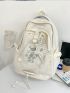 Letter Embroidered Classic Backpack Drawstring Design With Bag Charm