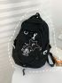 Letter Embroidered Classic Backpack Drawstring Design With Bag Charm