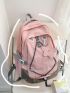 Letter Embroidered Classic Backpack Drawstring Design With Bag Charm