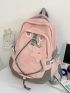 Letter Embroidered Classic Backpack Drawstring Design With Bag Charm