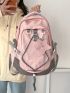 Letter Embroidered Classic Backpack Drawstring Design With Bag Charm