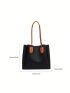 Two Tone Shoulder Tote Bag Double Handle With Inner Pouch