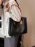 Two Tone Shoulder Tote Bag Double Handle With Inner Pouch