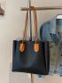 Two Tone Shoulder Tote Bag Double Handle With Inner Pouch