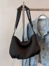 Minimalist Hobo Bag Zipper Large Capacity Black