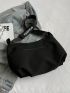 Minimalist Hobo Bag Zipper Large Capacity Black