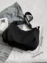 Minimalist Hobo Bag Zipper Large Capacity Black