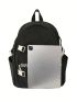 Letter Graphic Classic Backpack Medium Zipper Black