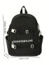 Letter Graphic Classic Backpack Medium Zipper Black