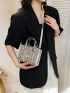 Crocodile Embossed Square Bag Mini Double Handle Funky