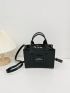 Crocodile Embossed Square Bag Mini Black