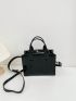 Crocodile Embossed Square Bag Mini Black