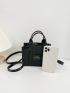 Crocodile Embossed Square Bag Mini Black