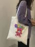 Cartoon Graphic Shopper Bag Small Preppy