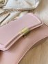 Mini Flap Square Bag Metal Decor Pink  Chain Strap