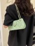 Quilted Pattern Button Detail Baguette Bag Black Fashion