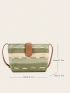 Colorblock Straw Bag Small Zipper Snap Button Vacation