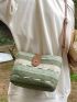 Colorblock Straw Bag Small Zipper Snap Button Vacation